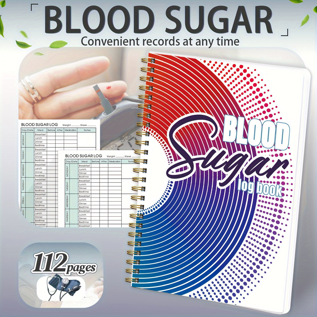 Daily Health Diary Logbook A5 Blood Glucose Medication Tracker