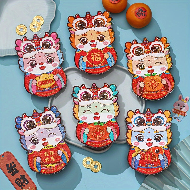 6pcs Year Of The Dragon Red Envelopes Spring Lucky Money Packets