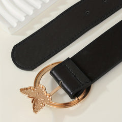 Butterfly Buckle Rhinestone PU Belt for Women