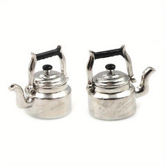 1:12 Scale Dollhouse Kettle Realistic Metallic Finish Ornament