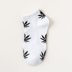 5 Pairs Leaf Print Ankle Socks Soft & Lightweight Sports Socks Women's Stockings