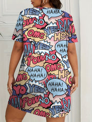  Pop Art Print Round Neck Sleep Dress