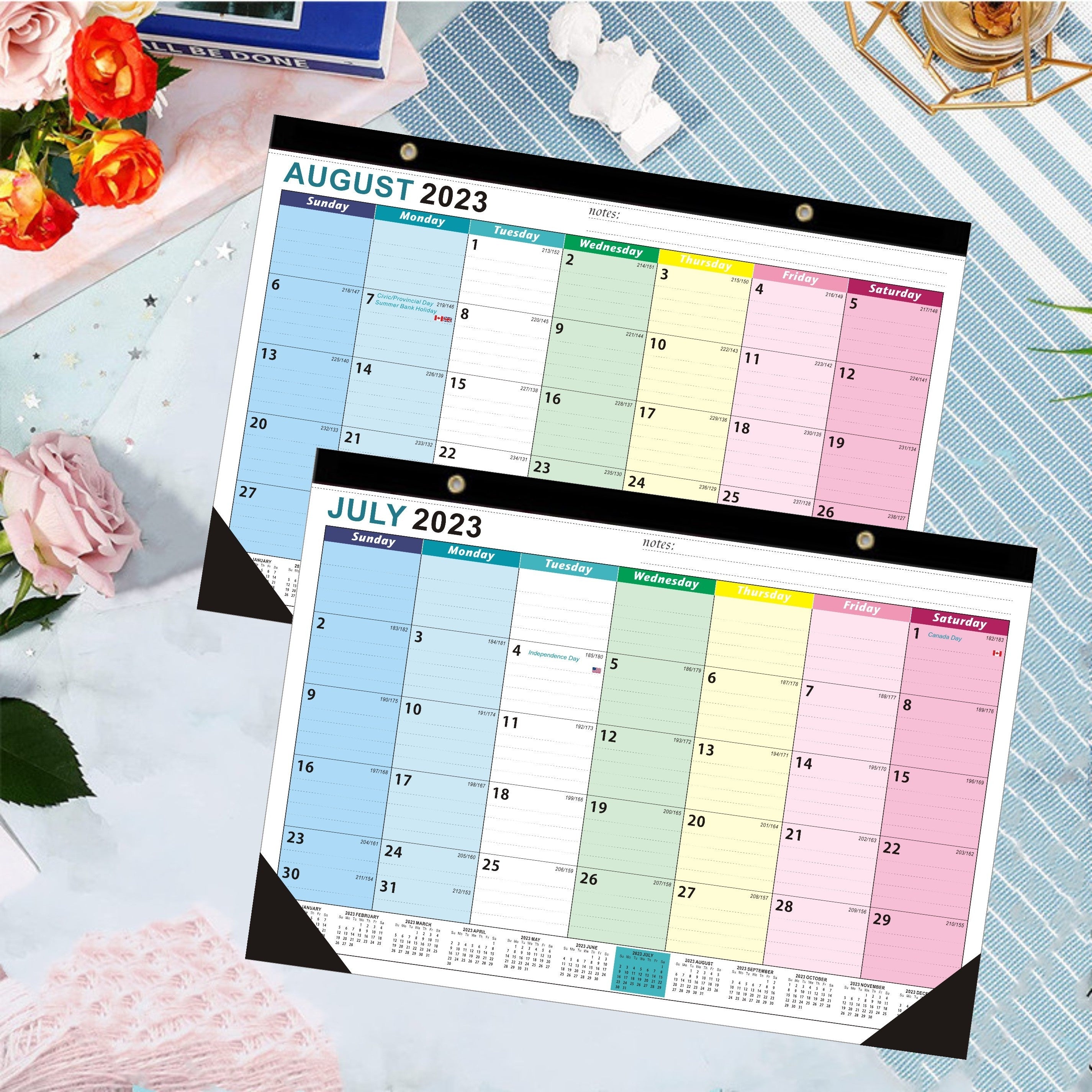 2022 Wall Calendar 17x12 - July to Dec - Thick Paper, Plastic Cover