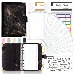 Cross Border A6 Binder Marble Notebook PU Leather Cash Budget Book