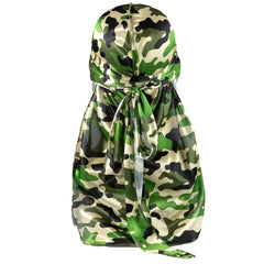 Men's Silk Camouflage Pirate Hat, Durag & Long Tail Headscarf Set