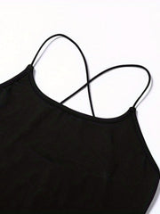 Solid Halter Neck Romper Jumpsuit Sexy Sleeveless Backless Jumpsuit