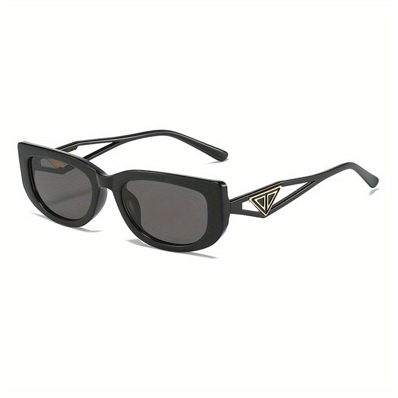 Block Frame Sunglasses For Women Men Y2K Triangle Decor Hollow Temple Glasses