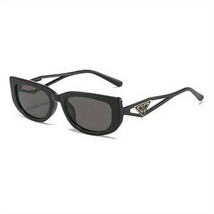 Block Frame Sunglasses For Women Men Y2K Triangle Decor Hollow Temple Glasses