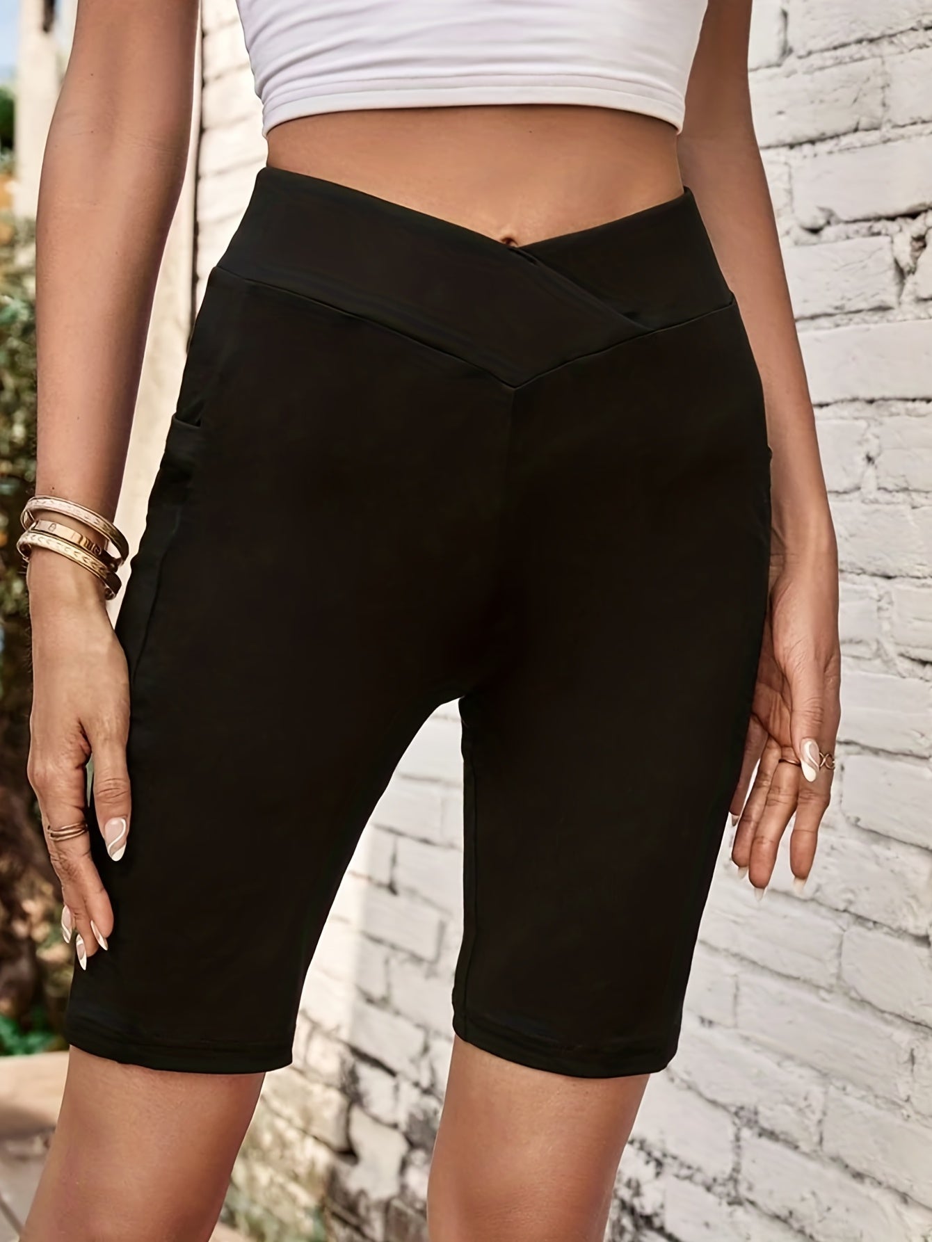  High Rise Waist Skinny Shorts