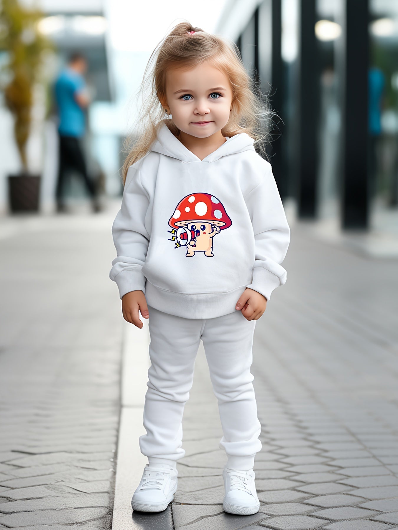 OERYUI Mushroom Print Hooded Pullover Pants Set For Sports Spring Fall