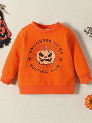 Baby Boys Halloween Party Cartoon Print Sweatshirt Cotton Pullover