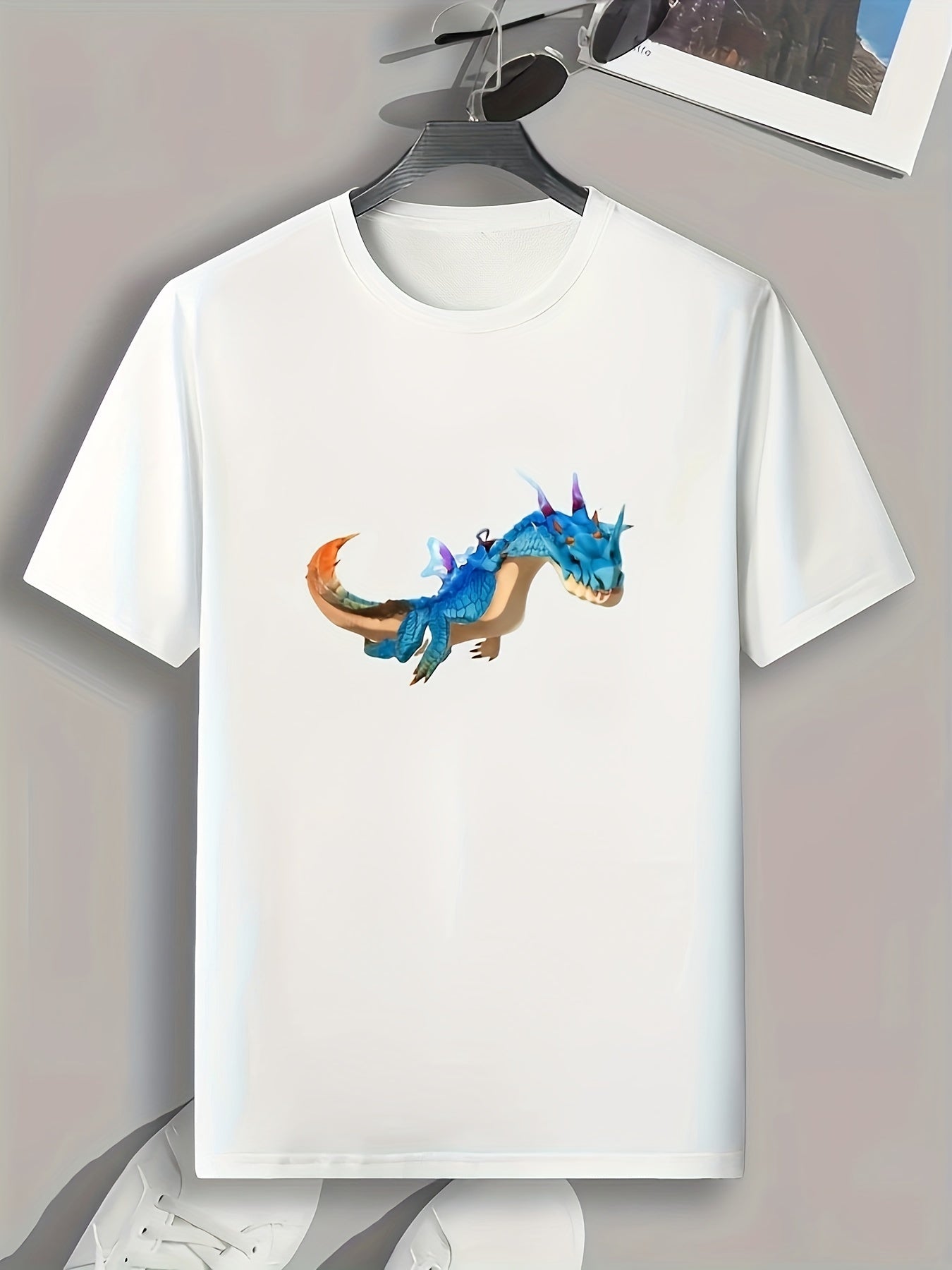 Dinosaur Print Men's Graphic T-shirt for Summer