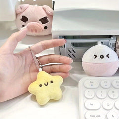 4pcs Squeaky Star Plush Charms Keychains Soft Stuffed Animal