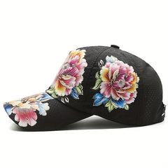 Boho Flower Print Baseball Cap Quick Drying Mesh Sports Sun Hat