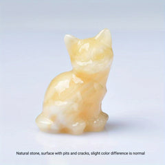 1pc Crystal Carved Cat Pocket Gift Healing Stone Moonsto