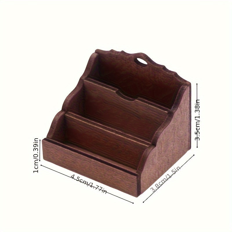 Wooden Bookshelf & Desk Set for Toy House Decor Study Scene Replica