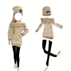 Pink Knitted Dress Coat Set for 11-29 Inch Doll