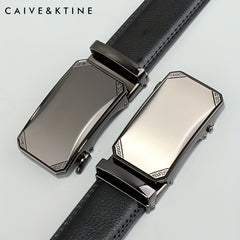 Men's Cowhide Leather Belt Automatic Buckle Business Casual Pants Belt