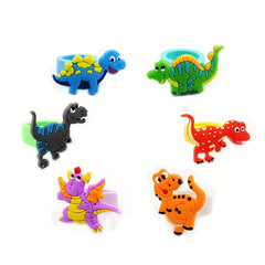 16pcs Silicone Ring Toy PVC Cartoon Unicorn Dinosaur Mermaid Soft