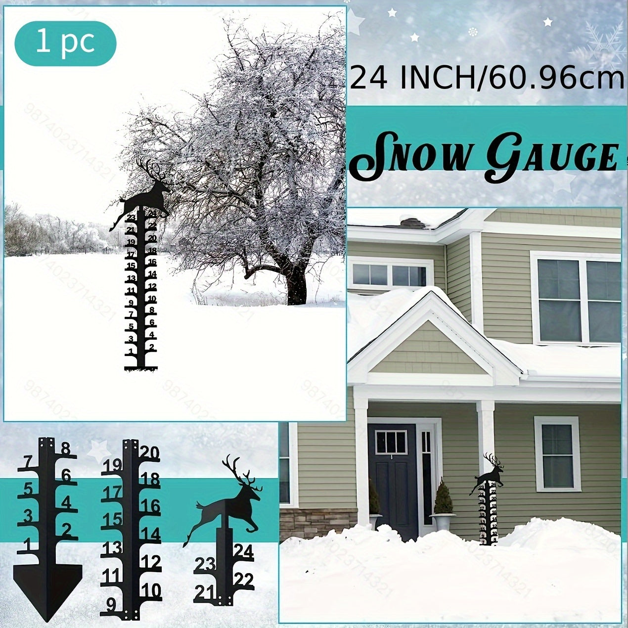 Creative Elk Metal Snow Gauge Large Iron Snow Measuring Ruler