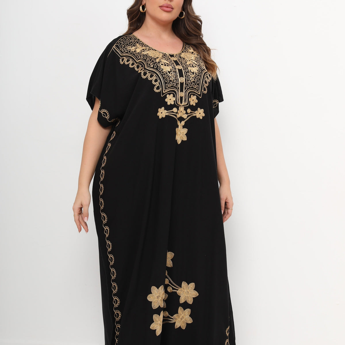  Floral Print Maxi Kaftan Dress