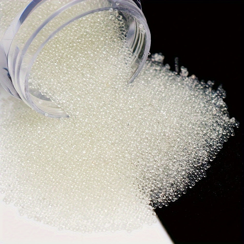 3Pcs Clear Crystal Glass Nail Decoration Balls Mini 3D Caviar Beads Charms