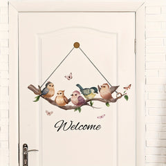 Front Door Welcome Sticker Branch Birds Door Placard Decals