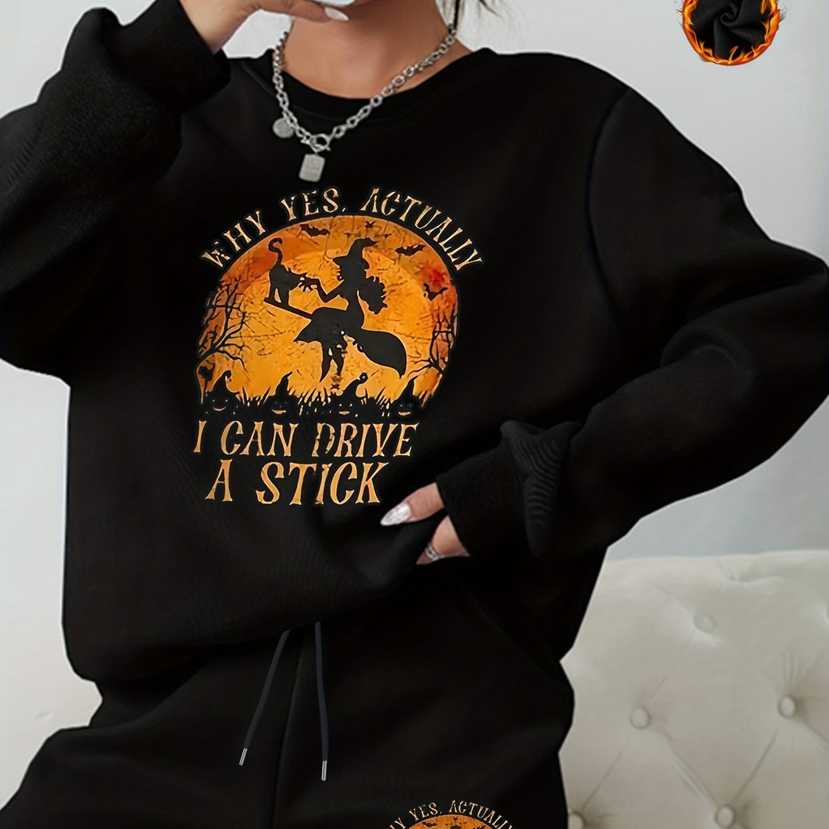  Halloween Women's Graphic Sweatshirt & Shorts Set