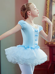 Breathable Cotton Ballet Leotard Tutu Dress for Girls Gymnastics Practice