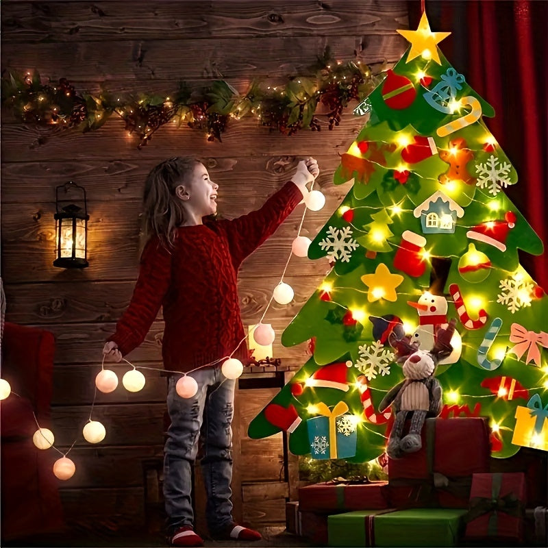 Felt Christmas Tree with LED String Lighting for Xmas Decor