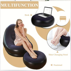 Portable Inflatable Sofa Lounge Chair with Footrest & Pump