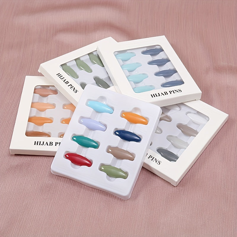 8pcs Scarf Safety Pins With Box Candy Hijab Pins Shawl Brooch Pins Bandana Turba