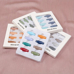 8pcs Scarf Safety Pins With Box Candy Hijab Pins Shawl Brooch Pins Bandana Turba