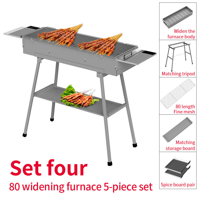 Portable Charcoal Grill with Storage Board for Camping, Hiking, Picnics