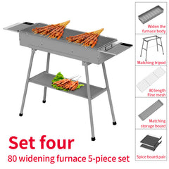 Portable Charcoal Grill with Storage Board for Camping, Hiking, Picnics
