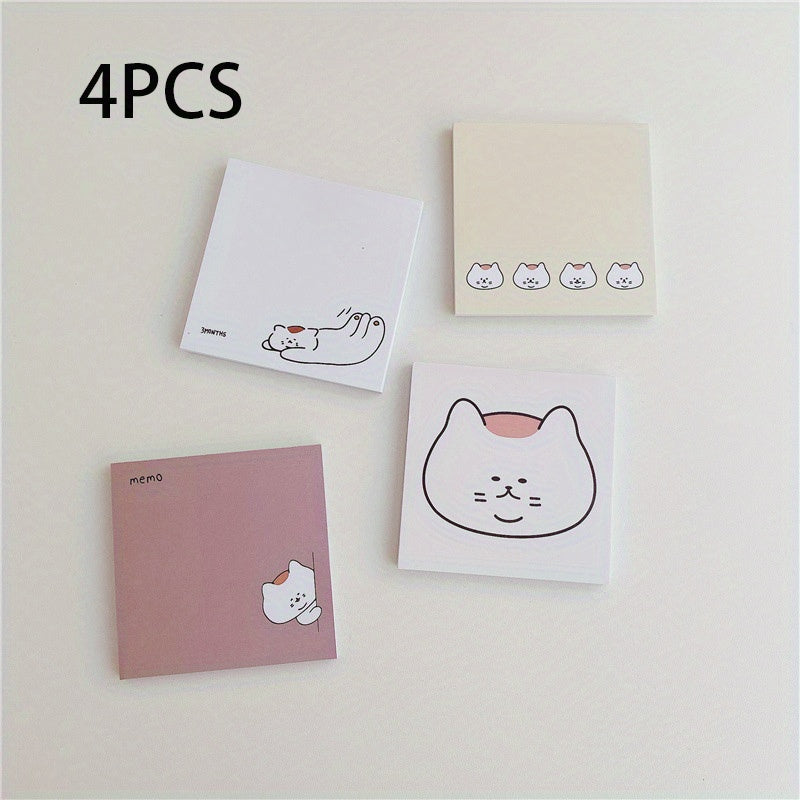 4pcs Cat Sticky Notes Mini Message Book DIY Decoration Materials