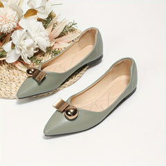 Women's Metal Decor Flat Pointed Toe Soft Sole Shoes