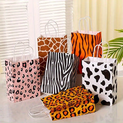 6pcs Leopard Gift Bag Decorative Handle Bag Candy Bag