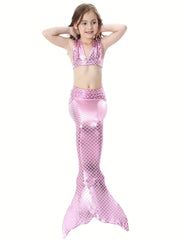 Girl's Mermaid Swimsuit 3pcs Bikini Set & Tail Costume