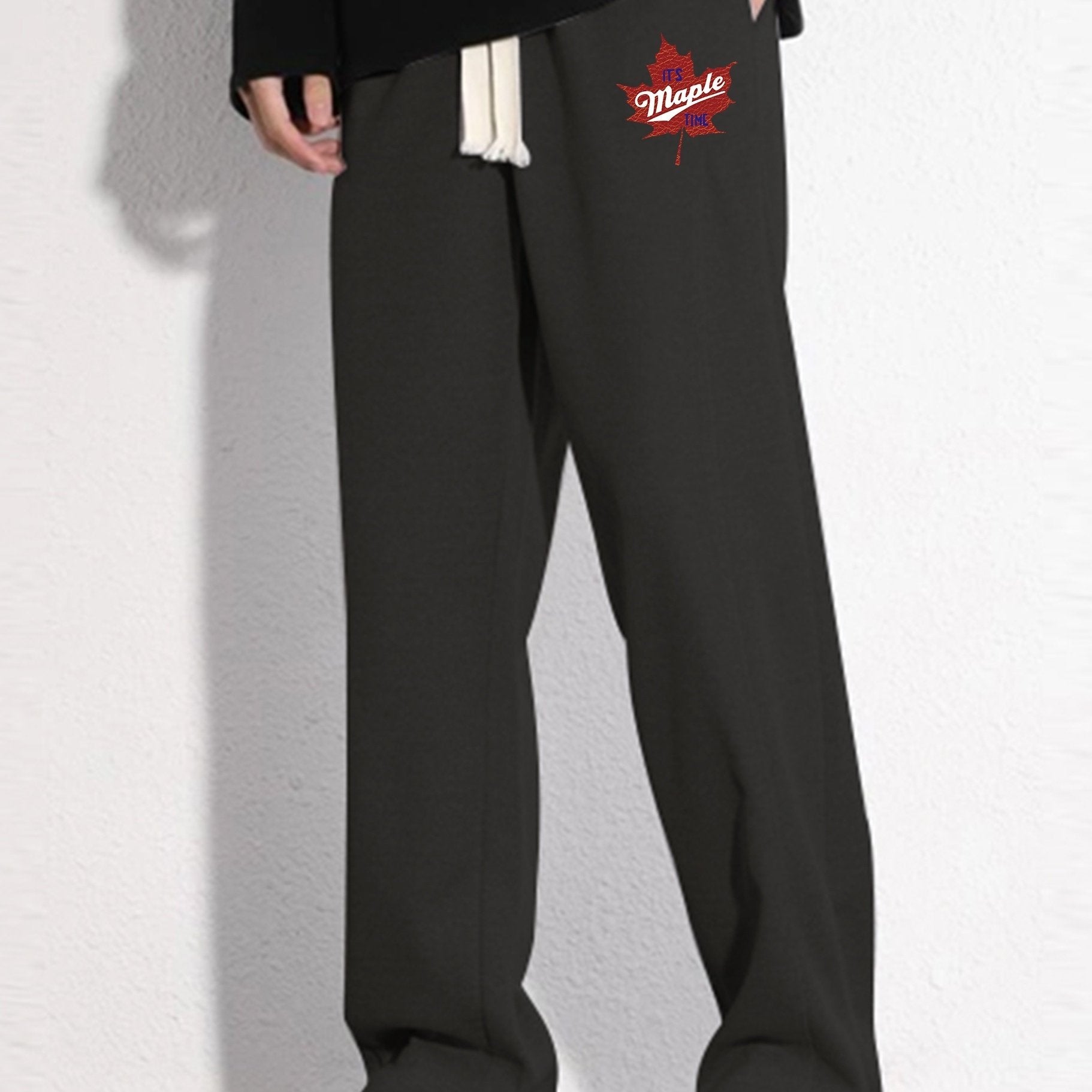Leaf Pattern Mopping Trousers Men's Casual Loose Fit Pants
