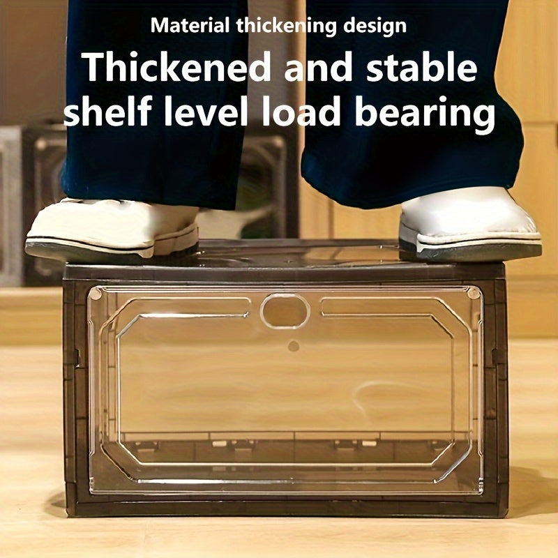 Plastic Stackable Shoe Rack Box with Door for Entryway