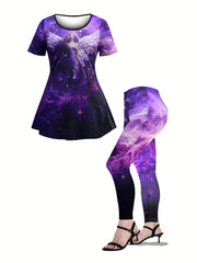  Tie Dye Butterfly Print Top & Leggings Set