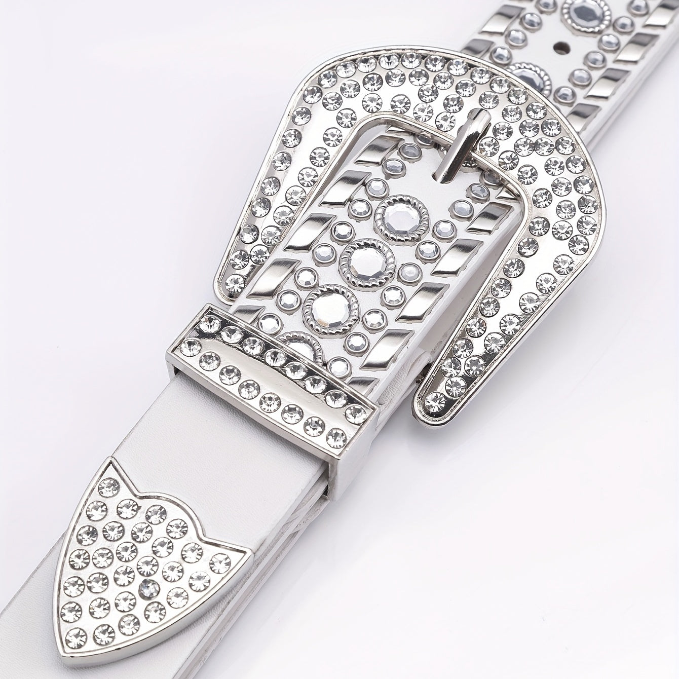 Rhinestone Belt Men's Faux Diamonds Leather Belt