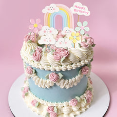 Rainbow Flower Birthday Cake Topper Baking Decoration