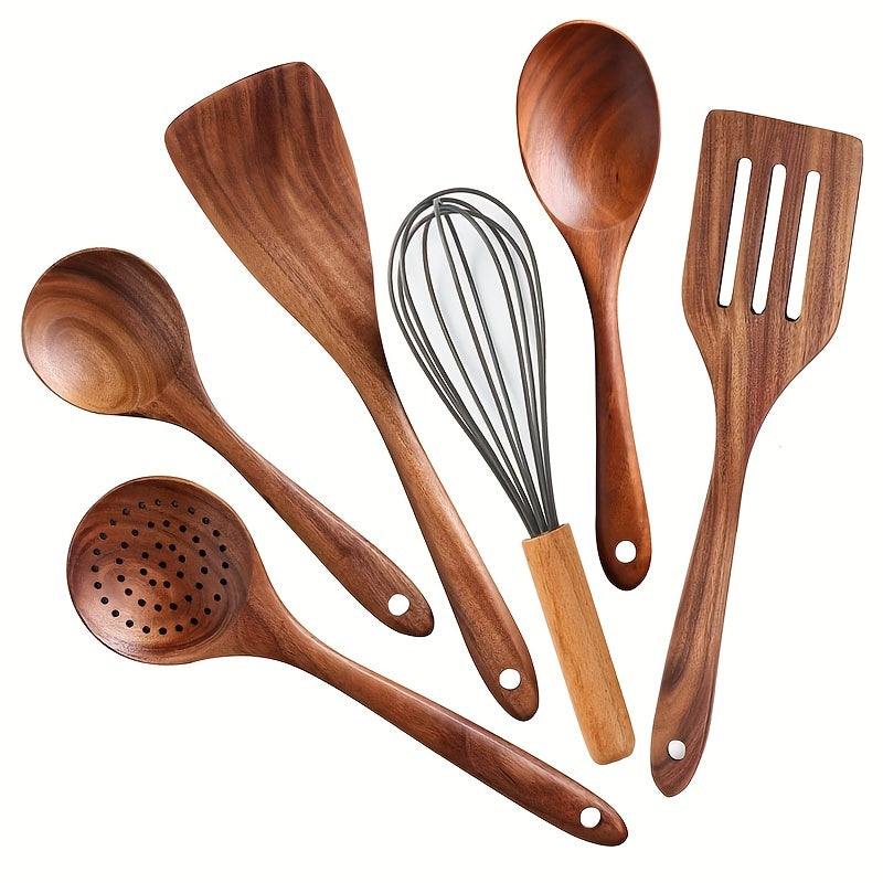 6pcs Teak Wood Kitchen Cooking Utensils Set