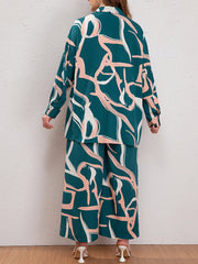  Graffiti Print Long Sleeve Shirt & Pants Set