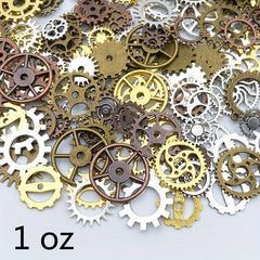 1 Oz Random Mix Metal Cogs Gears Charms For DIY Jewelry