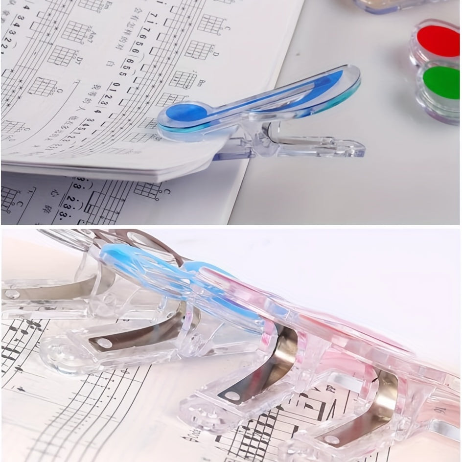 5pcs Music Note Clips Plastic Sheet Clips Multicolor Transparent