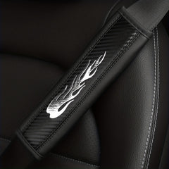1pc PU Leather Flame Sports Car Seat Belt Shoulder Pad Cover