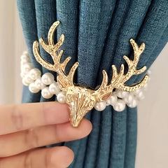 Christmas Elastic Curtain Strap Faux Pearl Beaded